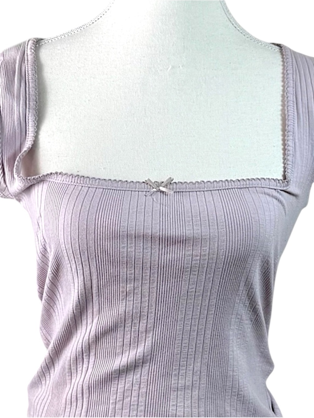 BDG Callie Ribbed Baby Tee Women’s M Square Neck Purple Stretch Fitted Y2K Top